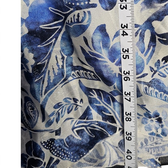 Auth RALPH LAUREN PURPLE LABEL Runway Silk Halter Dress Blue Floral Porcelain 8 - Picture 12 of 16